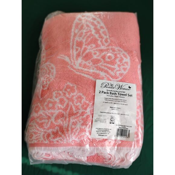 The Pioneer Woman set of two new Butterfly Garden Coral Bell Towels - Picture 1 of 2